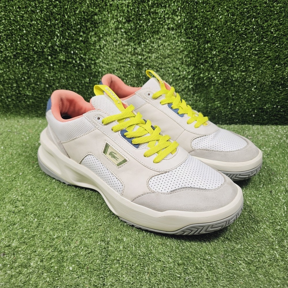 Lacoste Ace Lift White Leather Athletic Tennis Pickleball Sneakers Mens Size 13